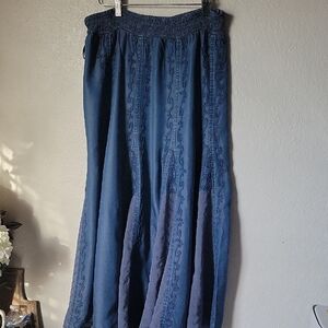 JOHN MARK Embroide Maxi Blue Skirt Size M